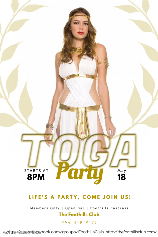 May 18, 2024 - 8:00pm<br/>Toga Toga Toga!